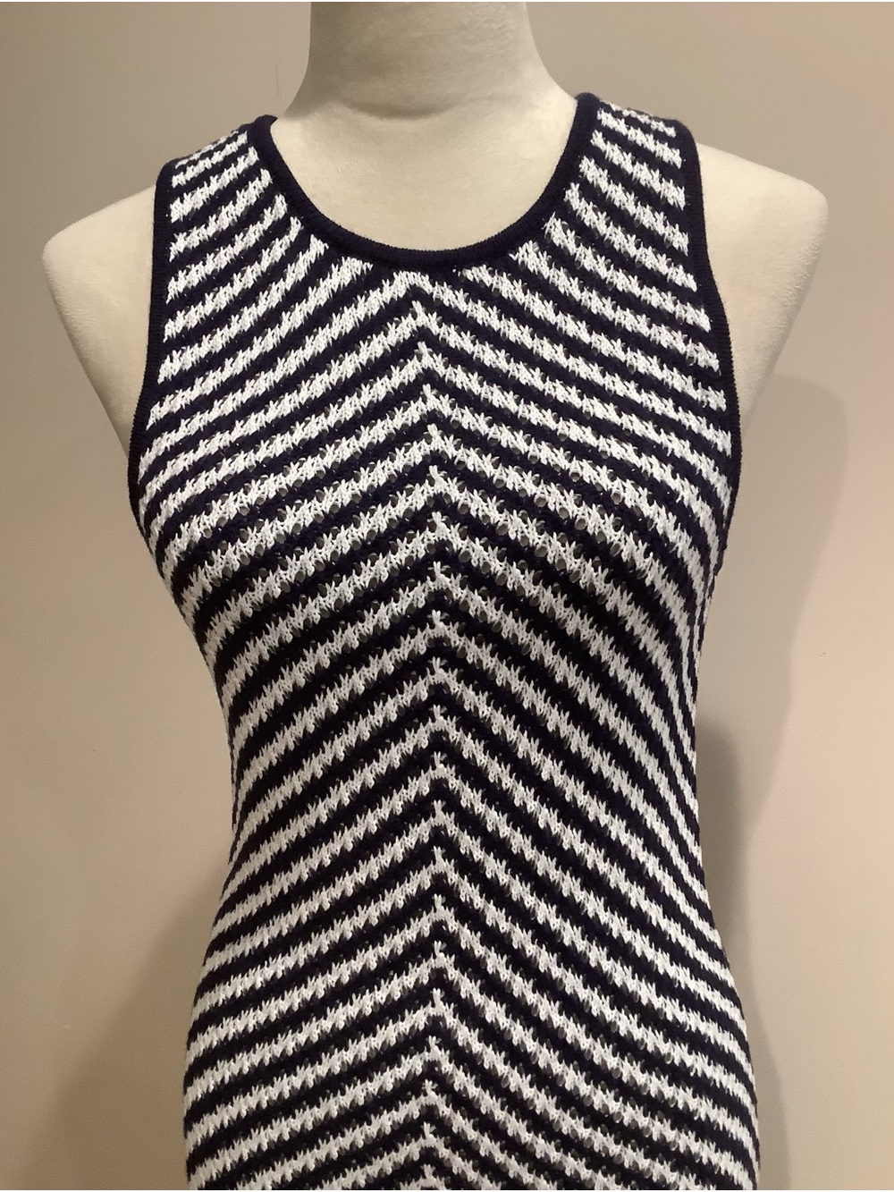 House Of Harlow 1960 Navy Blue & White Bodycon Knit Maxi Dress Size S, NWT - Picture 2 of 10